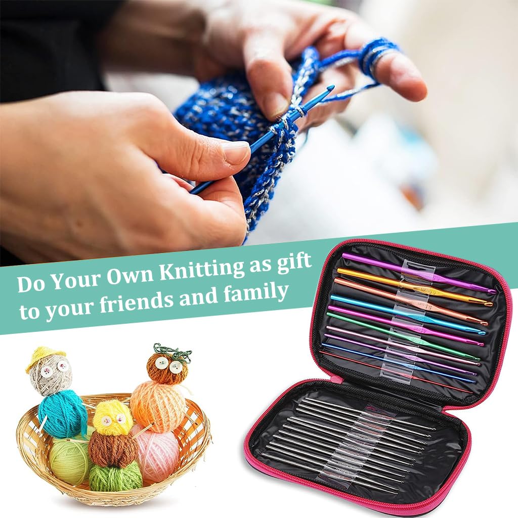 HASTHIP 54PCS Crochet Needles Set, Ergonomic Crochet Hooks Kit with Storage Case, Crochet Hooks Needles Set Stitch Marker DIY Craft Hand Knitting Craft Art Tools for Beginners HASTHIP 54PCS Crochet Needles Set, Ergonomic Crochet Hooks Kit with Storage Case, Crochet Hooks Needles Set Stitch Marker DIY Craft Hand Knitting Craft Art Tools for Beginners
